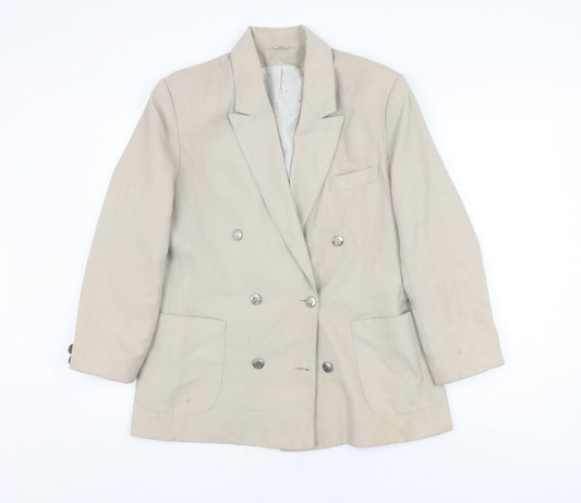 Canda Women's Beige Double-Breasted Suit Jacket Size 14