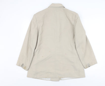 Back view of Canda Women's Beige Double-Breasted Suit Jacket, size 14