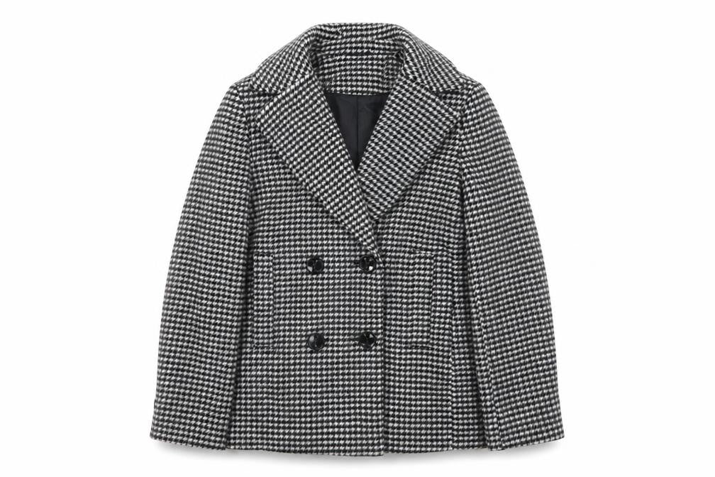 Marks and Spencer Women's Black Houndstooth Pea Coat Size 8