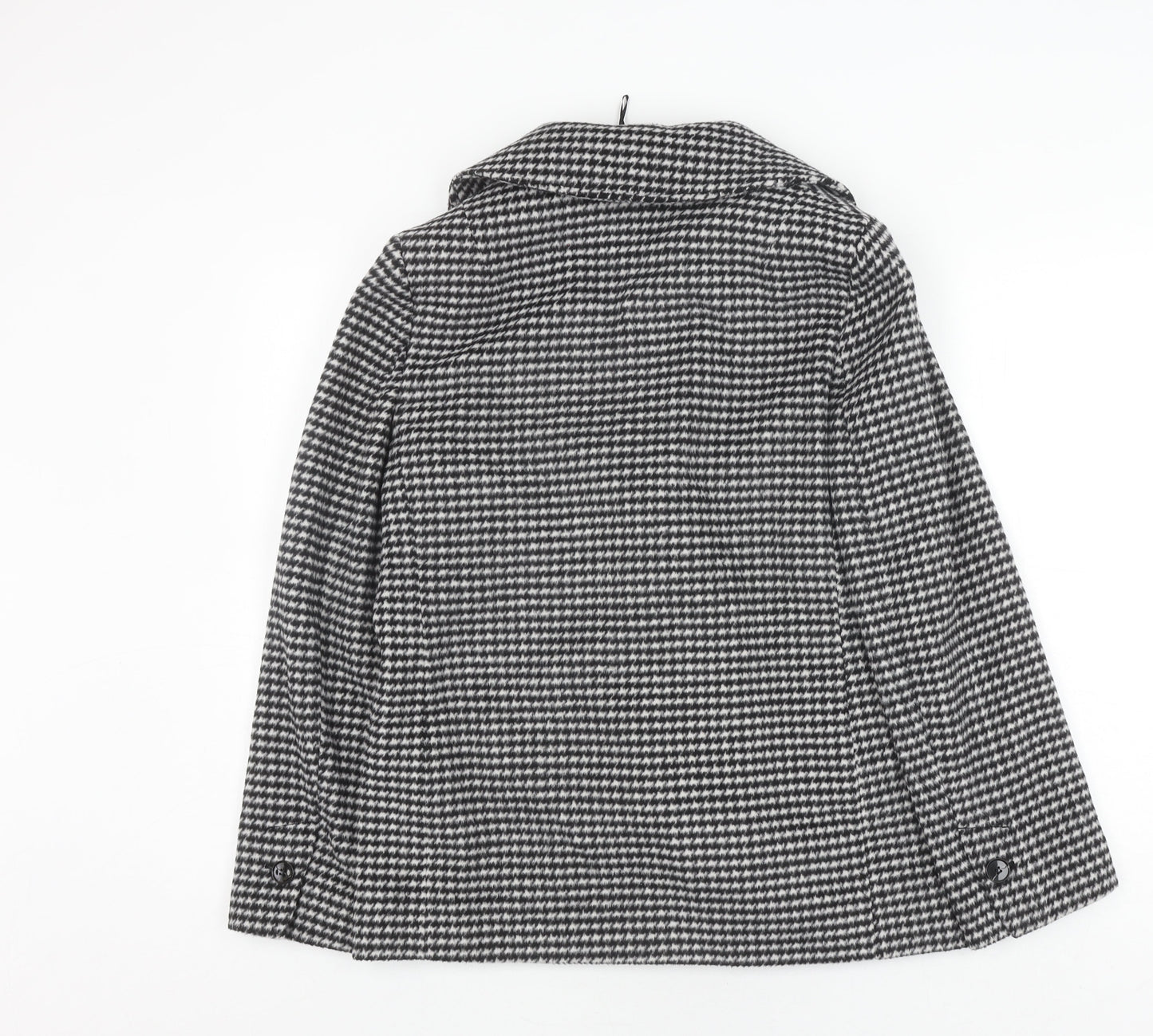 Marks and Spencer Women's Black Houndstooth Pea Coat Size 8