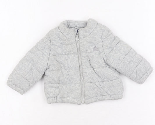 Baby Gap Unisex Grey Puffer Jacket 0-6 Months Cotton