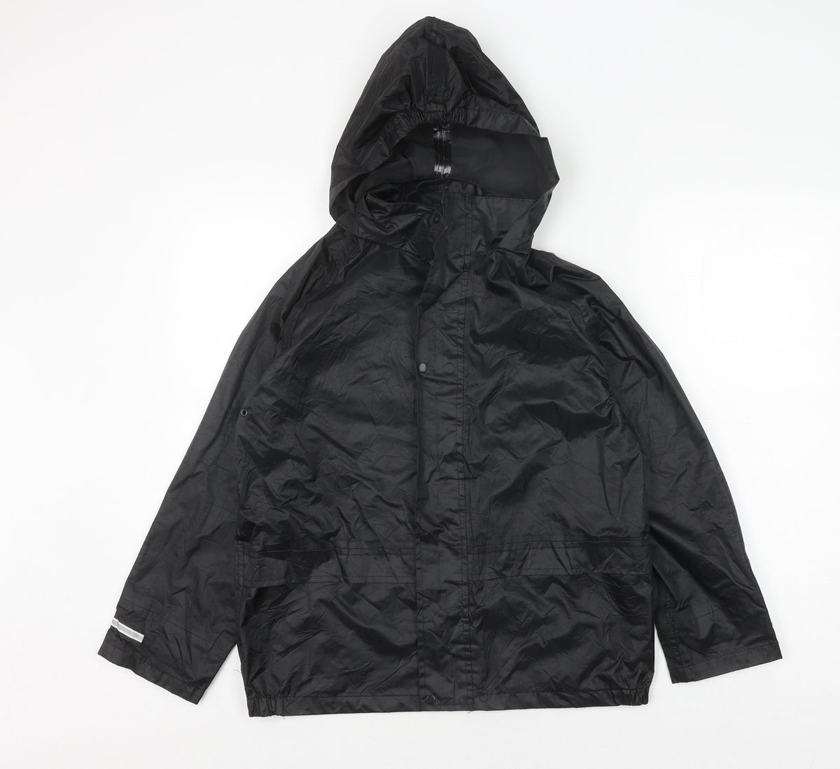 Additional front view of the Rainsuit Shop boys’ black waterproof rain coat 11-12