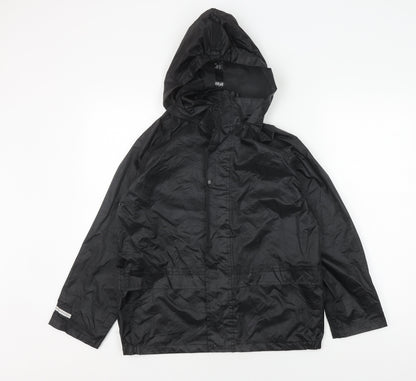 Additional front view of the Rainsuit Shop boys’ black waterproof rain coat 11-12