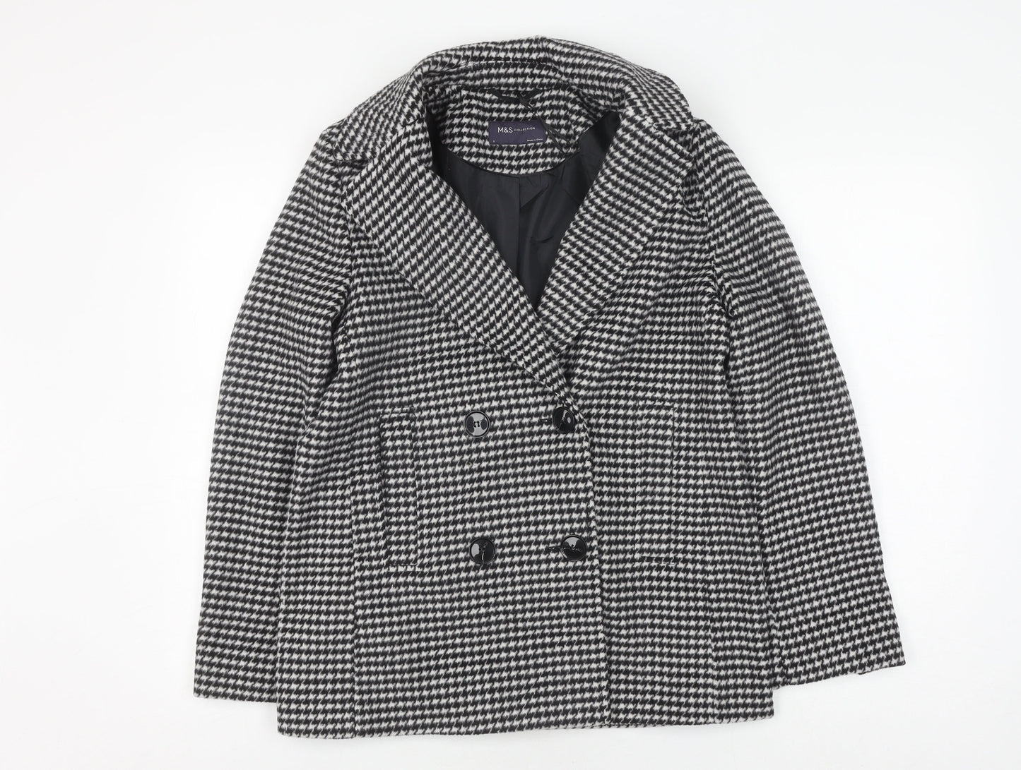 Marks and Spencer Women's Black Pea Coat - Size S Classic