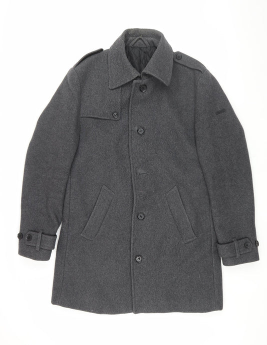 Esprit Men's Grey Military Jacket Wool Coat 38R