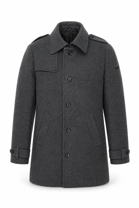 ESPRIT Men's Grey Military Jacket Wool Coat 38R