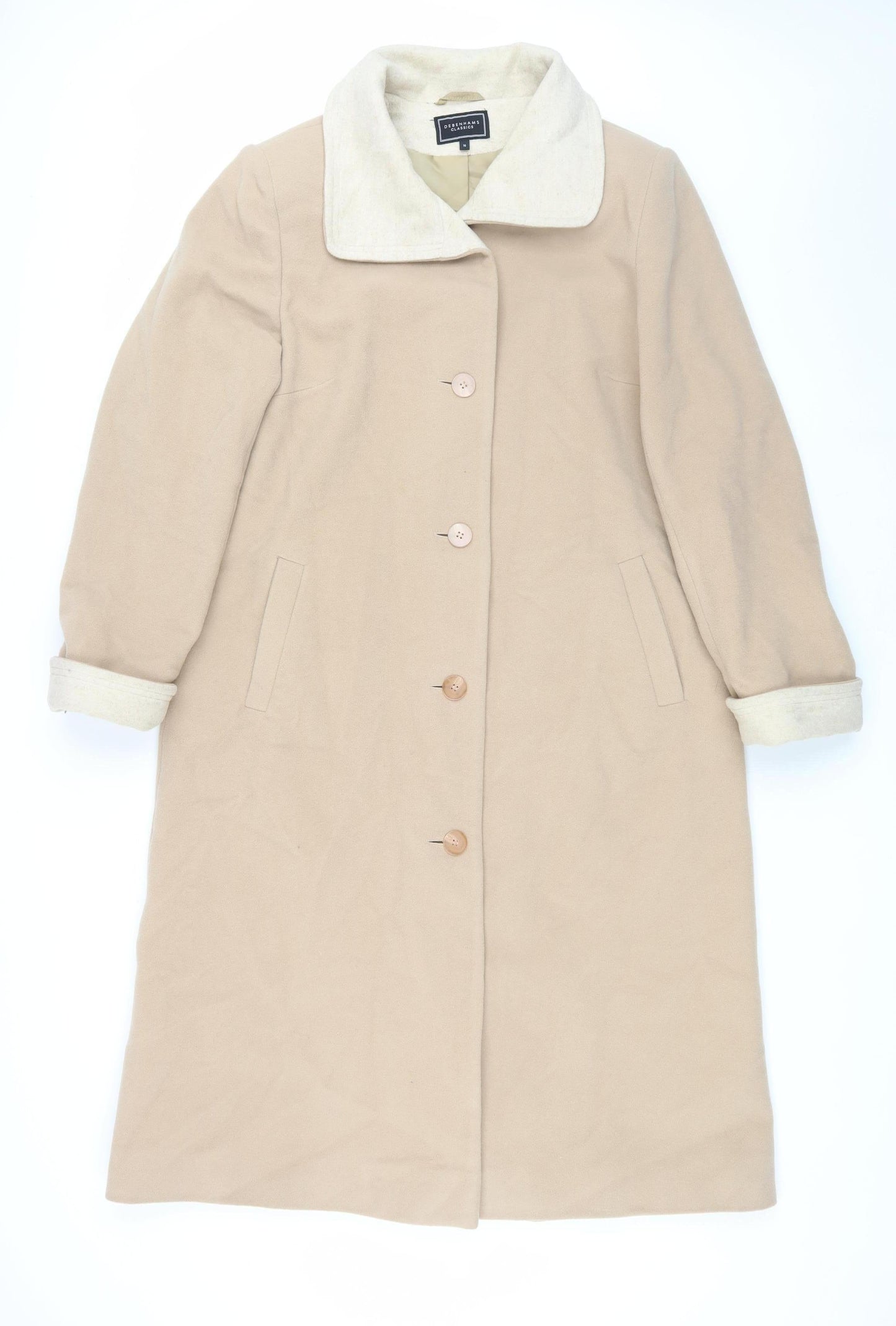 Debenhams Classics Women's Beige Coat Size 16