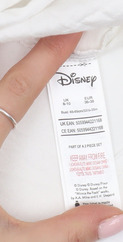 Preloved Disney Women's White Cotton T-Shirt Size 8 - Detail