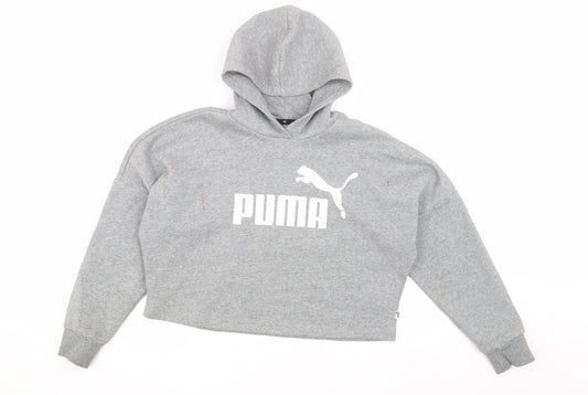 Puma Girls Grey Pullover Hoodie - 11-12 Years, Logo, Casual