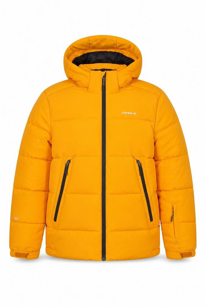 Icepeak Men's Orange Puffer Jacket Size 176, Hooded, Casual