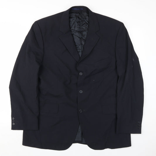 Sovereign Men's Black Blazer 44 Regular Wool Blend