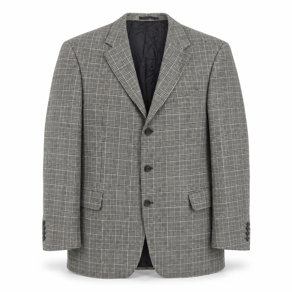 Atelier Torino Men's Grey Check Wool Blazer 41