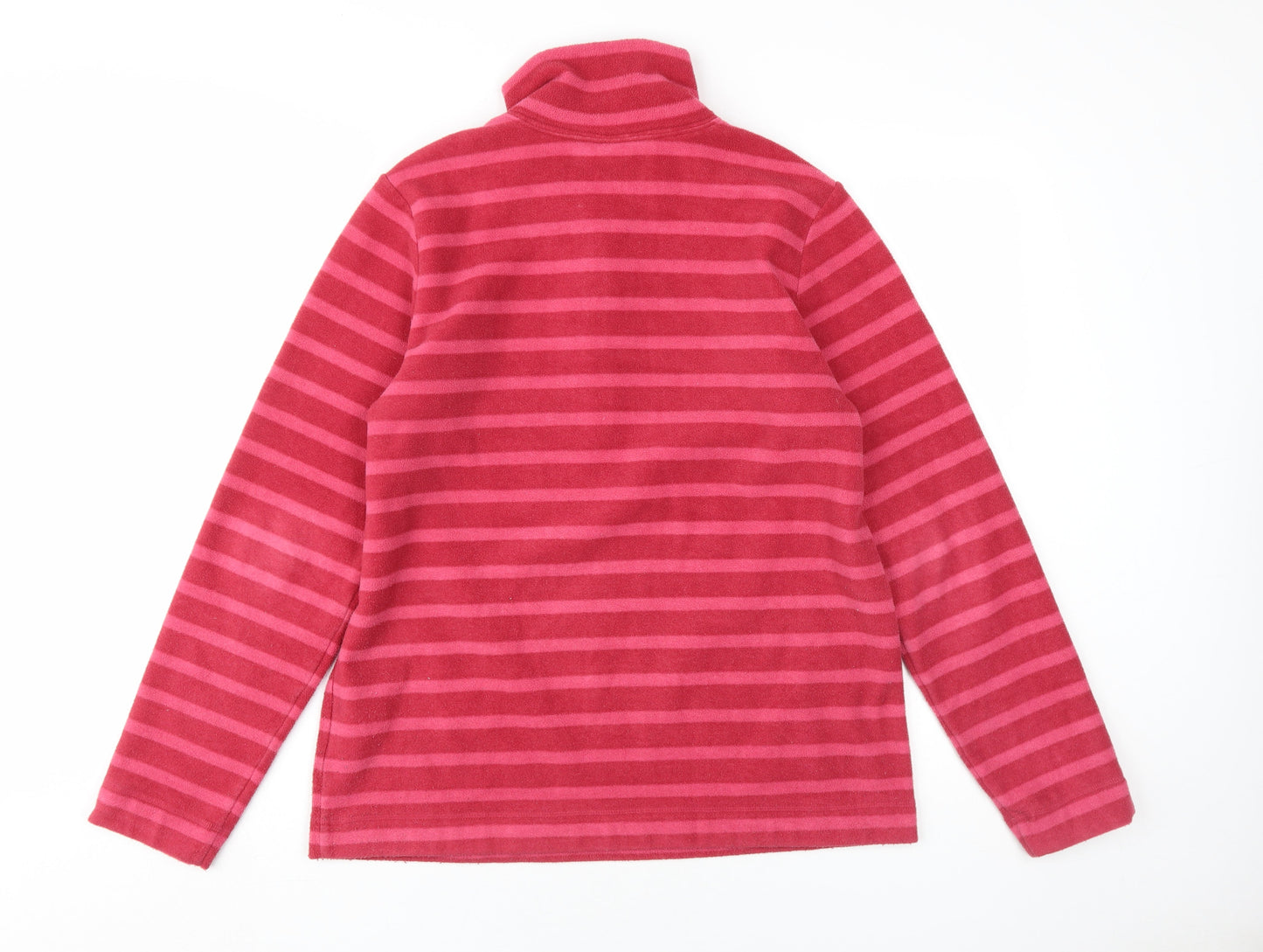 Lands' End Women's Pink Striped Henley Sweatshirt M
