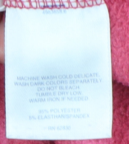 Lands' End Women's Pink Striped Henley Sweatshirt M