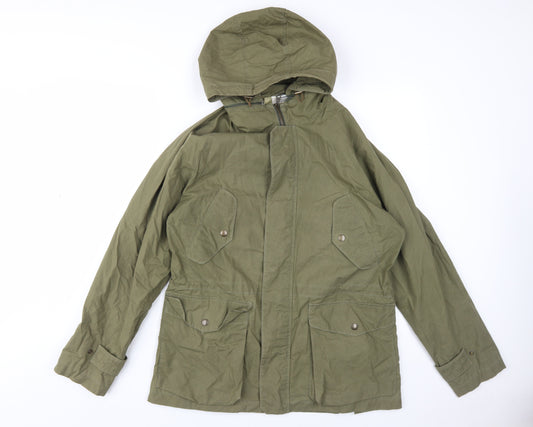 Impermeabile Men's Green Short Parka Jacket, Size 12