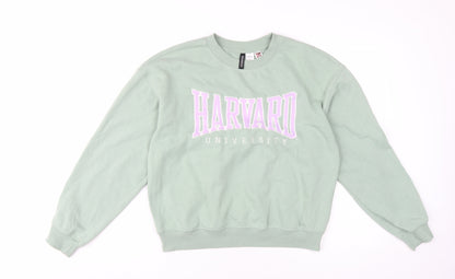 H&M Women's Green Pullover Sweatshirt Crew Neck Size S
