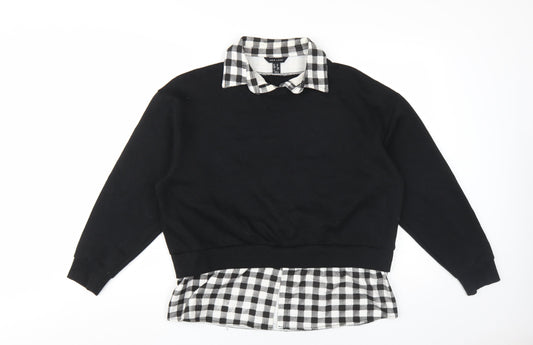 New Look Women's Black Check Collared Pullover, Size 10