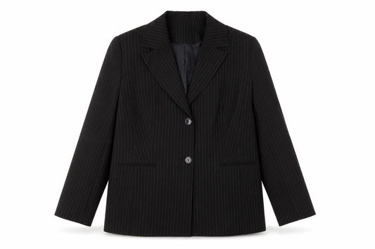 Amaranto Women's Black Pinstripe Suit Jacket Size 16