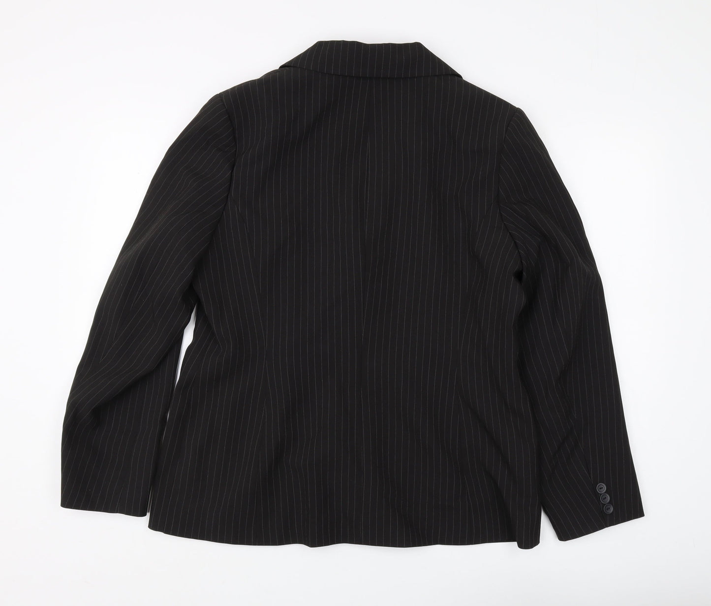 Amaranto Women's Black Pinstripe Suit Jacket Size 16