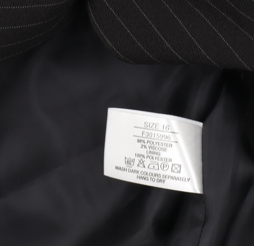 Amaranto Women's Black Pinstripe Suit Jacket Size 16
