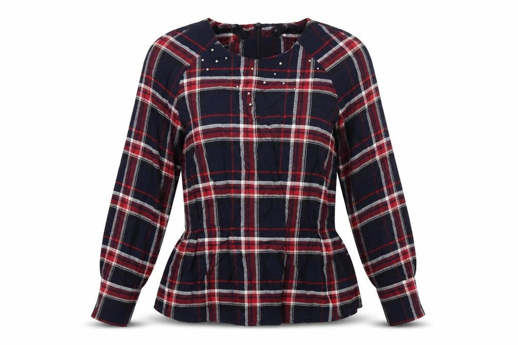 H&M Women's Multicoloured Plaid Blouse, Size 8