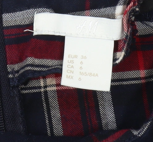 H&M Women's Multicoloured Plaid Blouse, Size 8