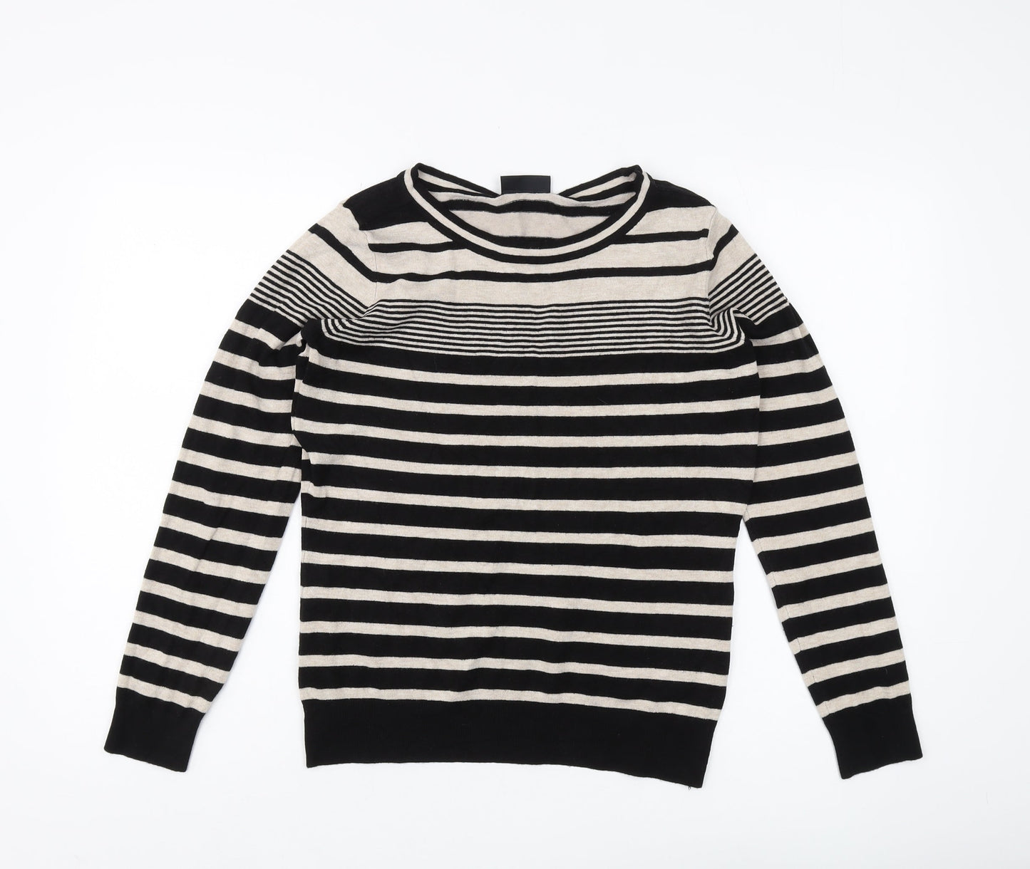 Wallis Women's Black Striped Pullover Jumper Size 12