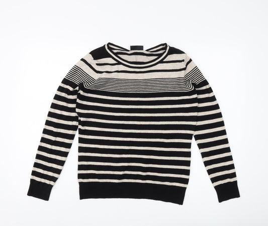Wallis Women's Black Striped Pullover Jumper Size 12