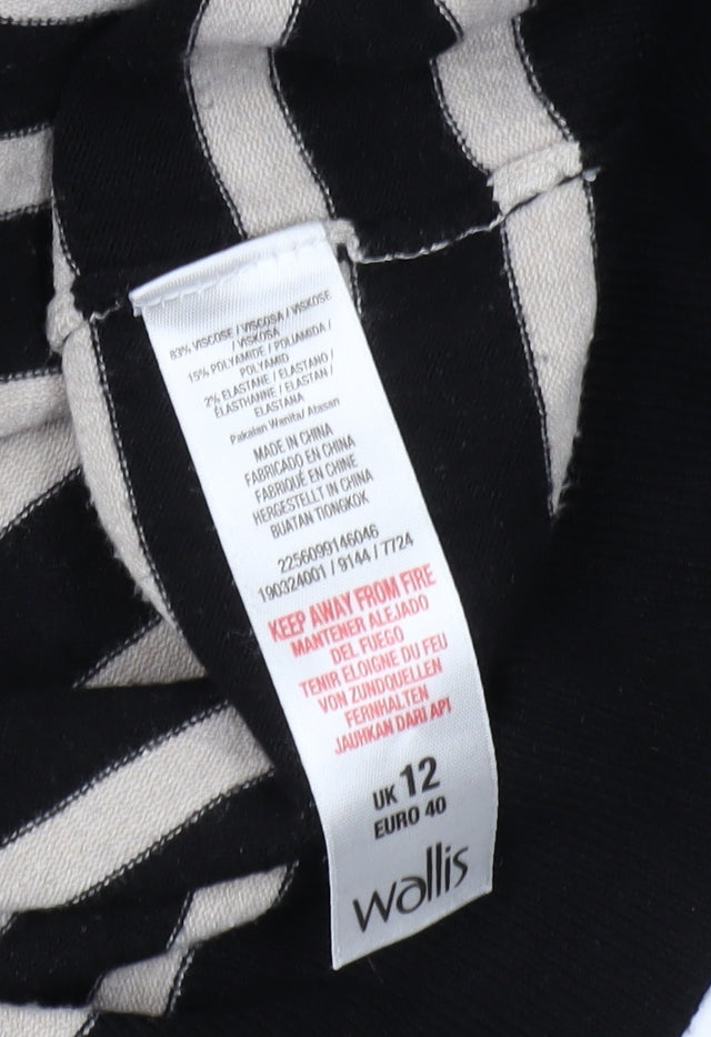 Wallis Women's Black Striped Pullover Jumper Size 12
