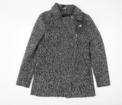 H&M Women's Grey Motorcycle Coat Size 12 - Casual Full Zip