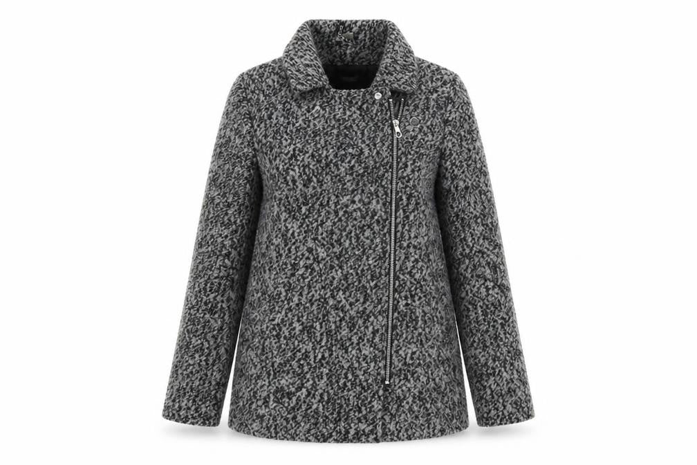 H&M Women's Grey Motorcycle Coat Size 12 - Casual Full Zip
