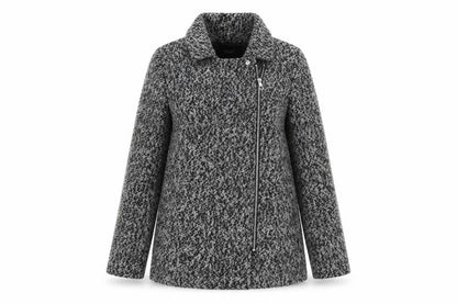 H&M Women's Grey Motorcycle Coat Size 12 - Casual Full Zip
