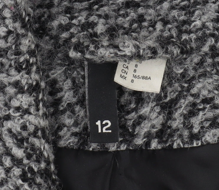 H&M Women's Grey Motorcycle Coat Size 12 - Casual Full Zip