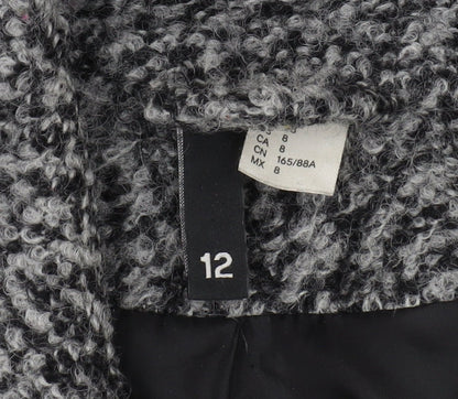 H&M Women's Grey Motorcycle Coat Size 12 - Casual Full Zip
