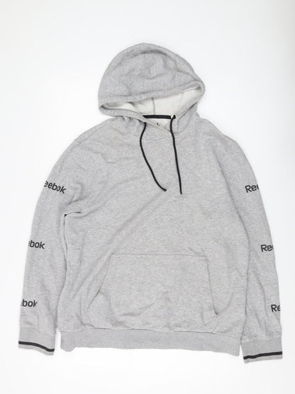 Reebok Men's Grey Pullover Hoodie L, Logo Style