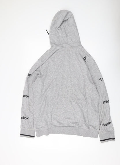 Reebok Men's Grey Pullover Hoodie L, Logo Style