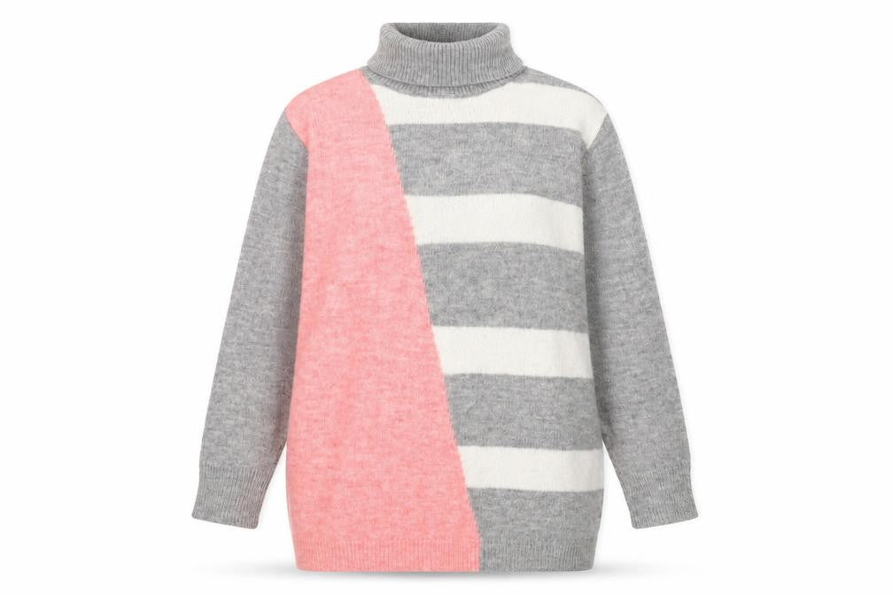 Wallis Women's Grey Striped Roll Neck Jumper M