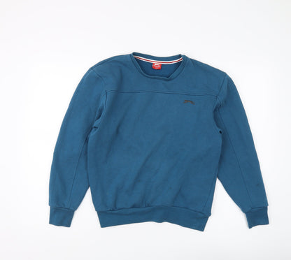 Additional front view of Slazenger boys’ blue sweatshirt 13 years crew neck pullover