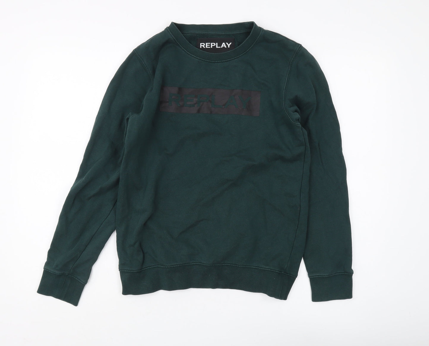 Replay Men's Green Logo Pullover Sweatshirt, Size S