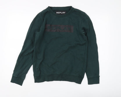 Replay Men's Green Logo Pullover Sweatshirt, Size S