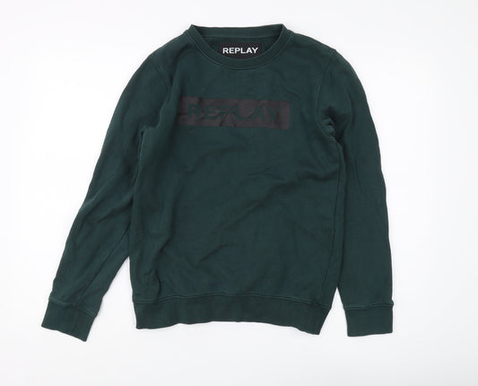 Replay Men's Green Logo Pullover Sweatshirt, Size S