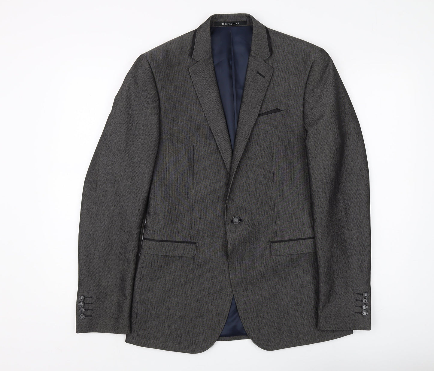Benetti Men's Grey Slim Fit Blazer - Size 36L