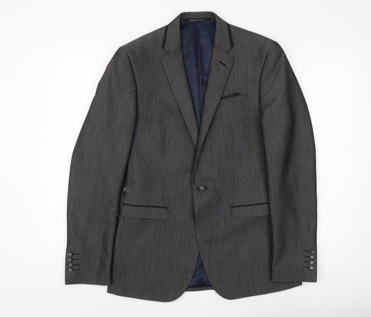 Benetti Men's Grey Slim Fit Blazer - Size 36L