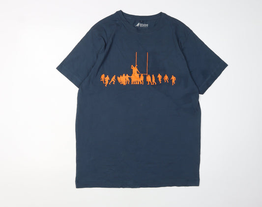 Stabo Men's Blue Medium Graphic Sports T-Shirt