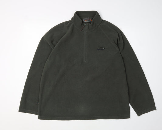 Mountainlife Men's Green 1/4 Zip Fleece Sweatshirt - Size L