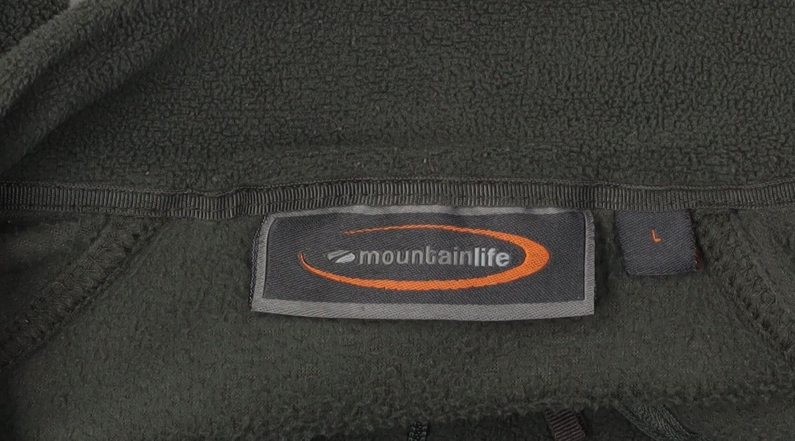 Mountainlife Men's Green 1/4 Zip Fleece Sweatshirt - Size L