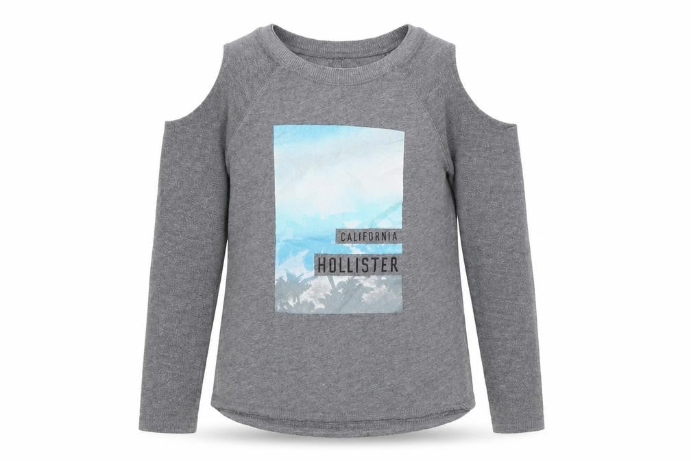 Hollister Women's Grey Cold Shoulder Pullover XS