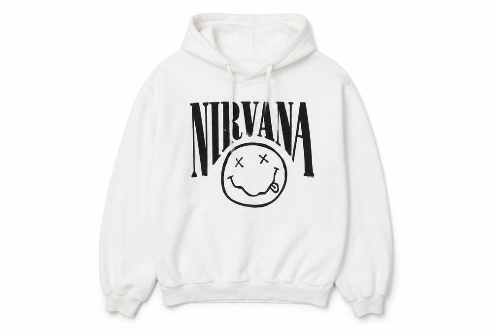 Bershka Women White Nirvana Hoodie Small