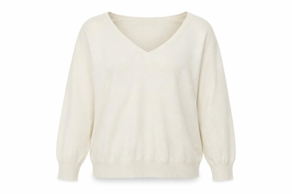 Banana Republic Women's Ivory V-Neck Pullover M