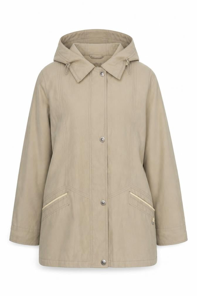 Klass Women's Beige Parka Jacket, Hooded, Size M, Casual Style